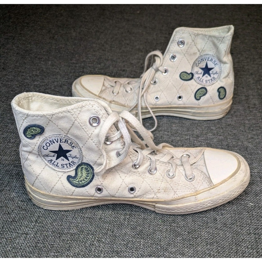 Converse Chuck 70 Hi Egret Crafted Patches White Solid Sneaker Casual Sz 6 Shoes
